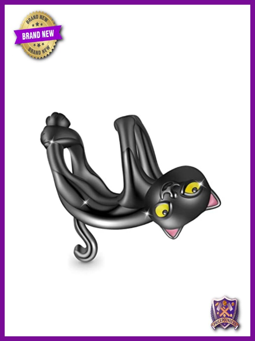Sterling Silver Cat Bead Charm for Necklace Bracelet Jewelry Gift